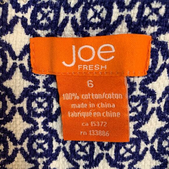 EUC Joe Fresh Blue and White Print Cotton Short Sleeve Lined Spring Dres… - Picture 8 of 8